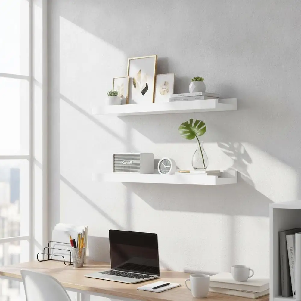 Étagère Murale Suspendue Forme S 40 x 9 x 3 cm en MDF Robuste Durable Facile à Nettoyer avec Chiffon Humide pour Ranger Plantes Livres Objets Décoratifs Aménagement Intérieur Salon Chambre Bureau