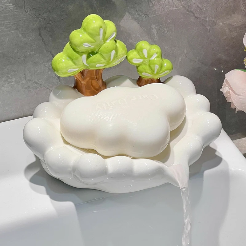 

Креативная керамическая сливная коробка для мыла, легкая роскошная мыльница в форме листа, принадлежности для дома, отеля, ванной комнаты, кухни, стеллаж для хранения, 1 шт.