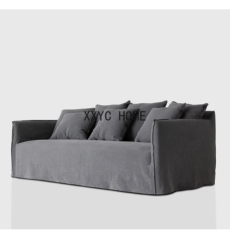 

Modern Nordic Three-Seat Multi-Person Combination Fabric Sofa Natural Original Simple Style Removable and Washable