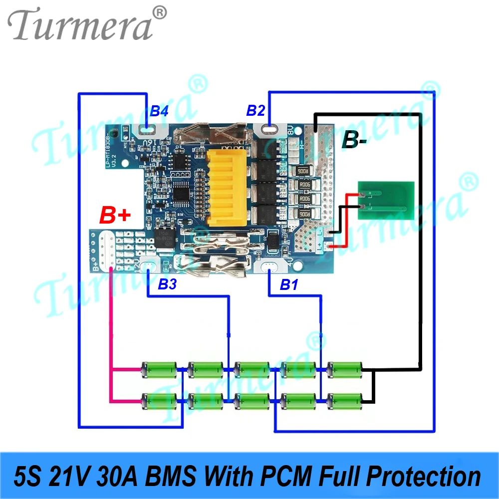 18V 21V Screwdriver Battery Case For Makita BL1830 10X 15X 18650 Li-ion Battery Case 30A BMS with Torx for DIY 18V Batteries Use
