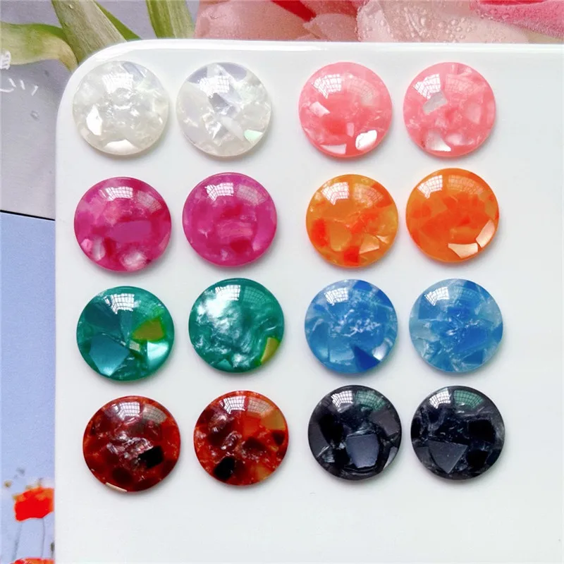 New style 50pcs/lot 18mm color print geometry rounds shape acrylic flatback resin beads diy jewerly earring accessory