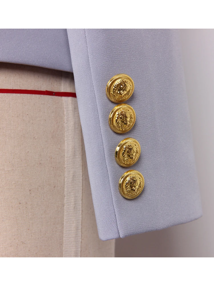 HIGH STREET Newest 2024 Designer Jacket Women\'s Slim Fit Lion Buttons Double Breasted Blazer