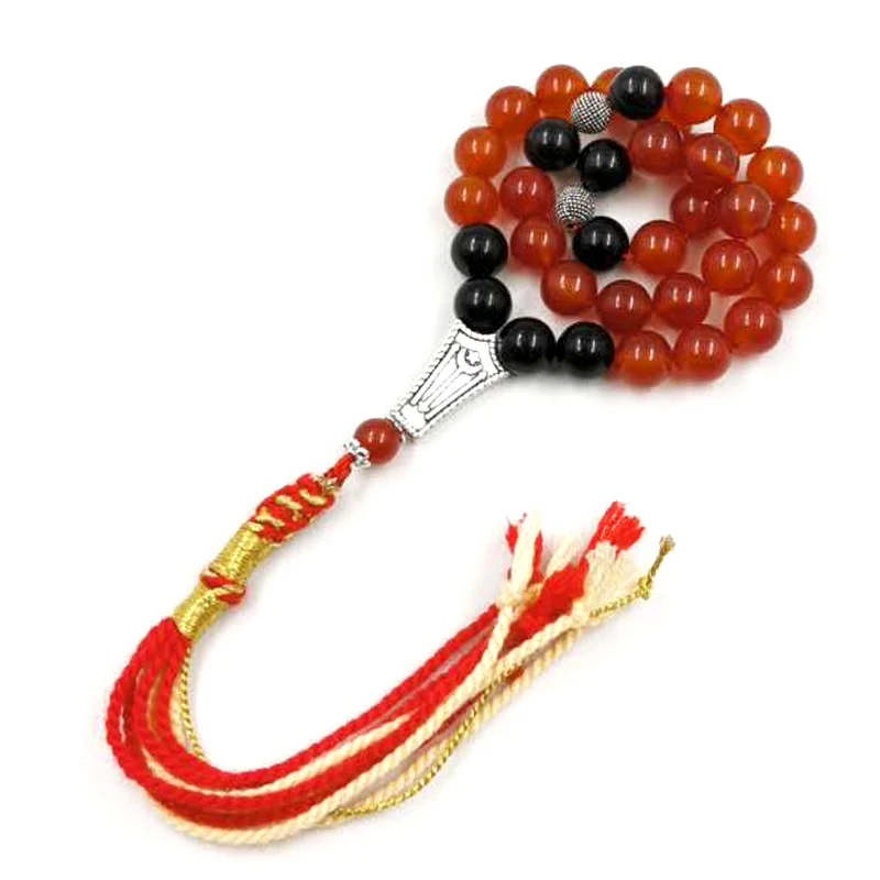 

Tasbih Natural Red Agate Muslim 33 prayer beads islamic gemstone bracelet Eid gift Ramadan arabic rosary misbaha