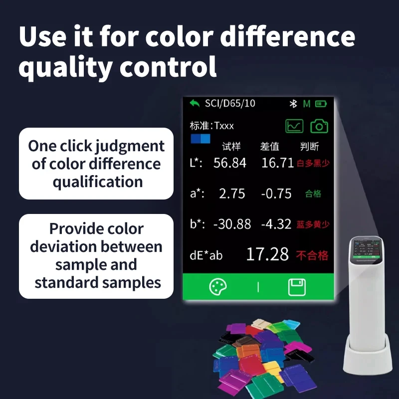 Colorimeter spectrophotometer for chromaticity, color detection coating, textile DS200