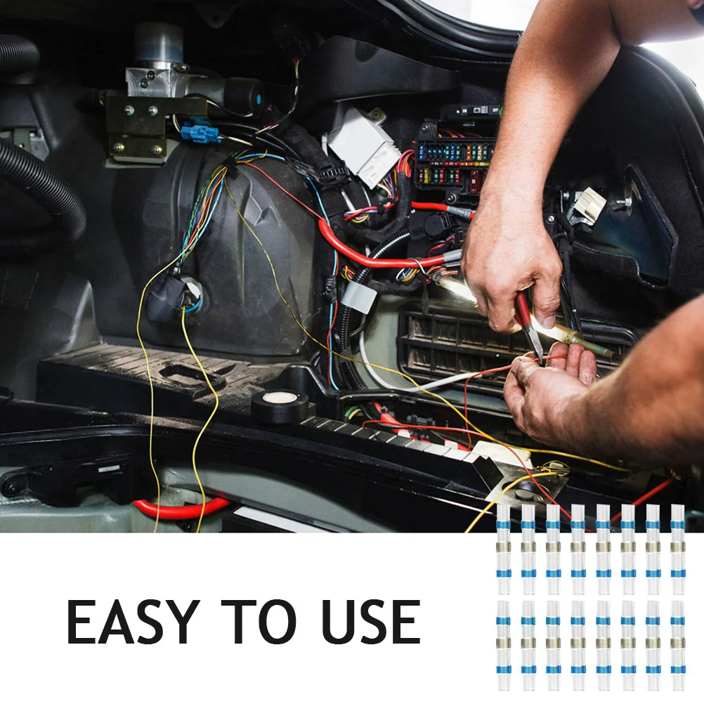 

50Pcs Wire Connectors Heat Shrink Butt Terminals Solderless Sealing Connectors Kit for Car Repair Marine Waterproof Wiring