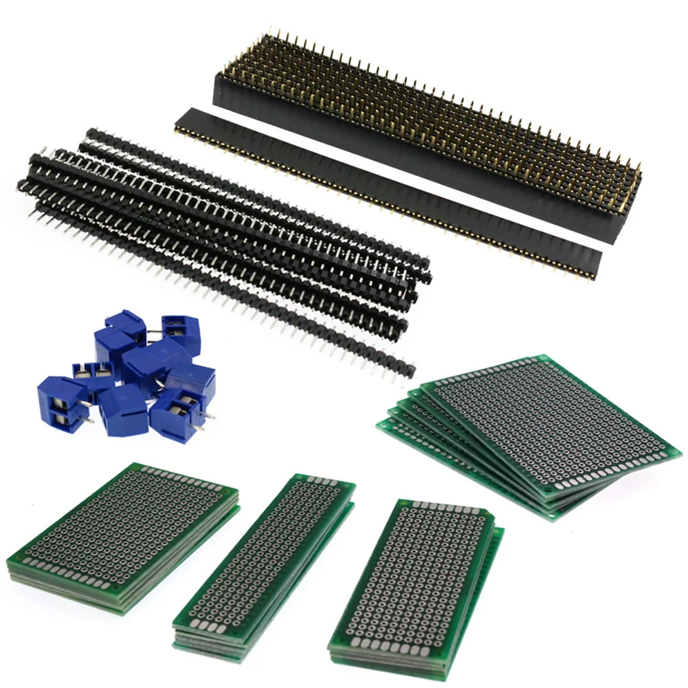 50Pcs Double Panel Kit Single Row Pin Single Row Female Kit Circuit Board Double-Sided Paint Board Pcb Kit