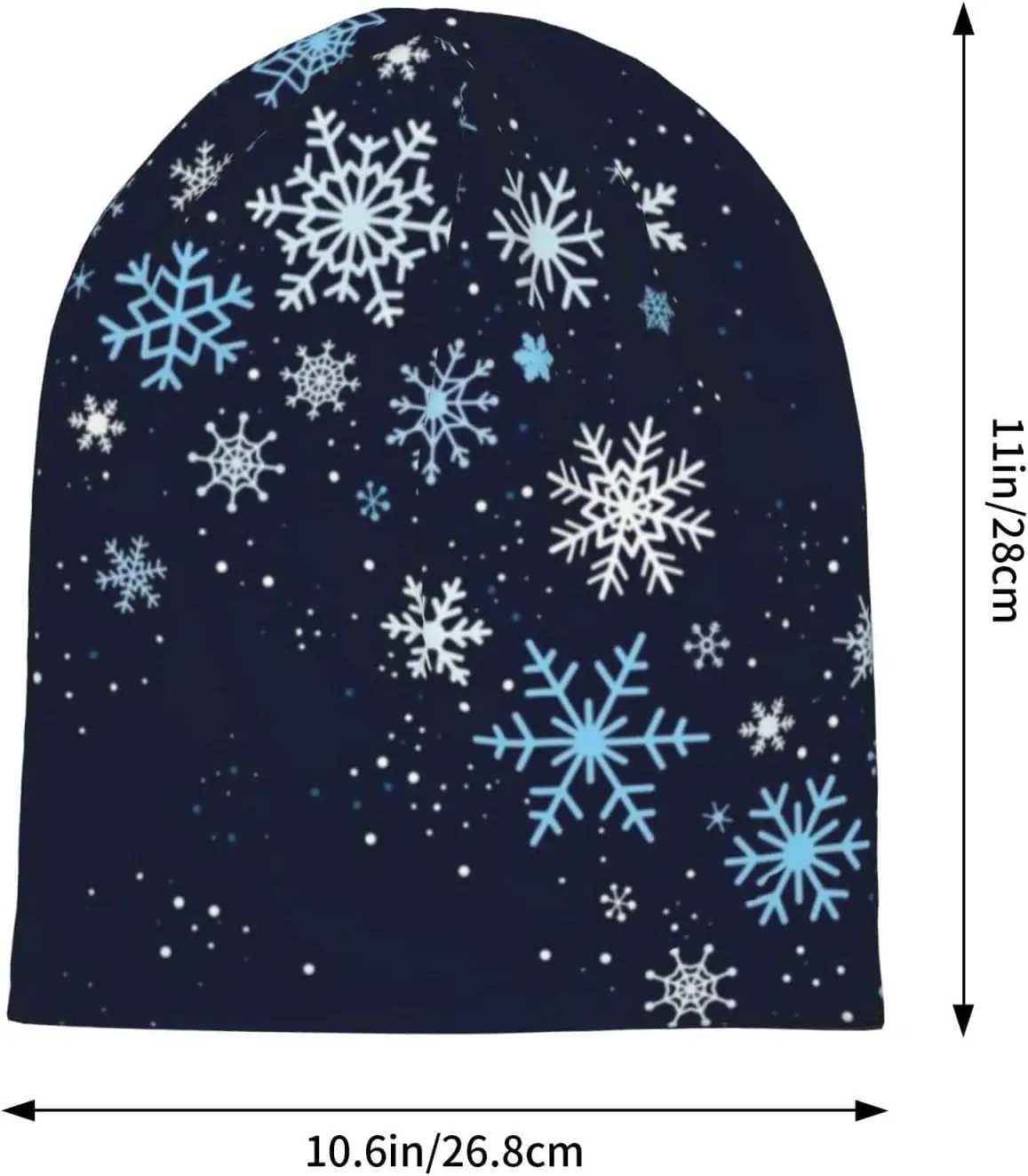 Christmas Hats Snowflakes Blue Beanie Standard Closed Chemo Knitted Hats Baggy Slouchy Skull Cap Cancer Headwear for Women M