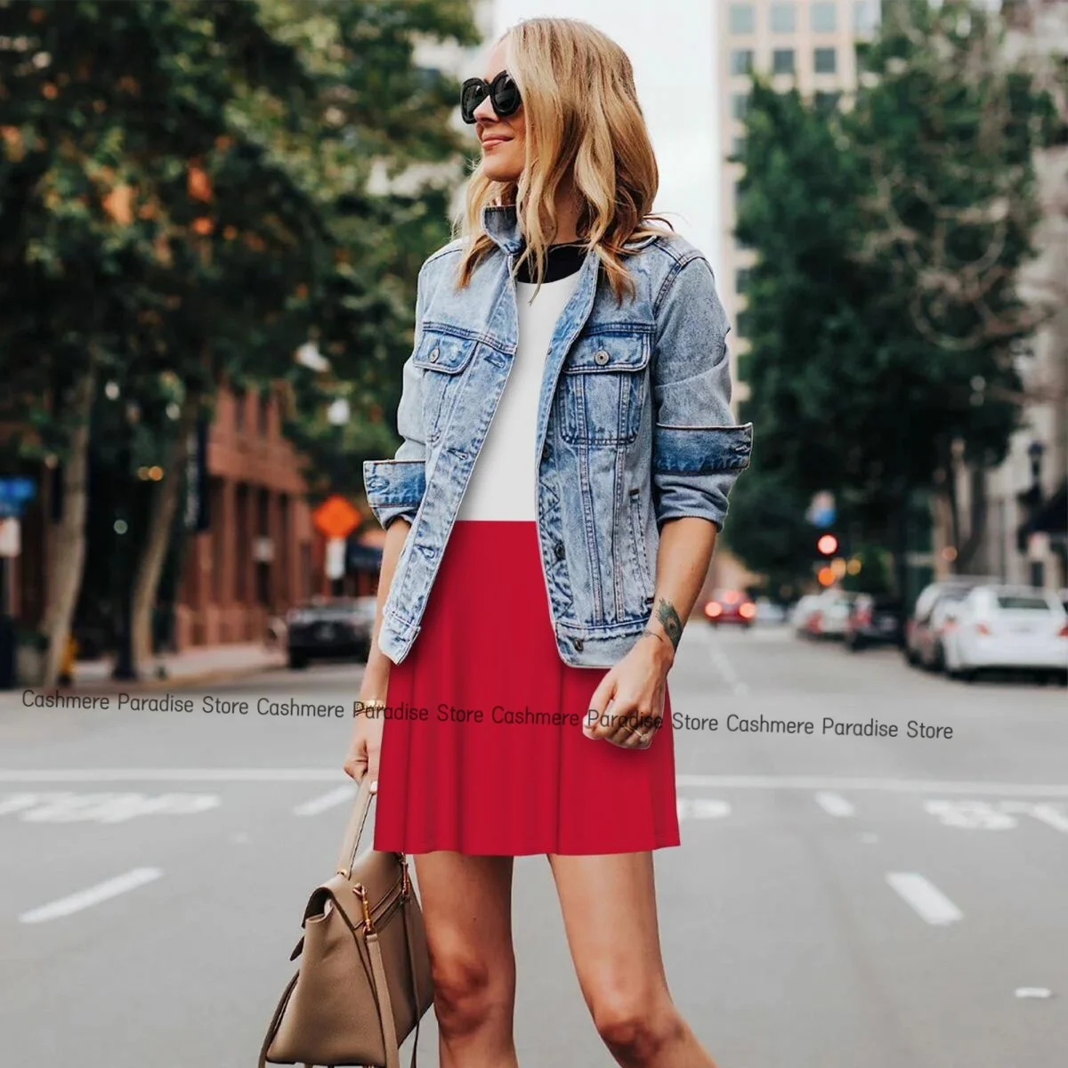 レディースドレス ポーランド国旗 サマーカジュアル Tシャツドレス ビーチカバーアップ タンクドレス