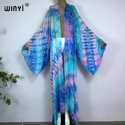 WINYI Women Bohemian Tie-dye print fashion Casual dress Africa Cardigan Outerwear For Women Summer elegant cotton feeling Kimono