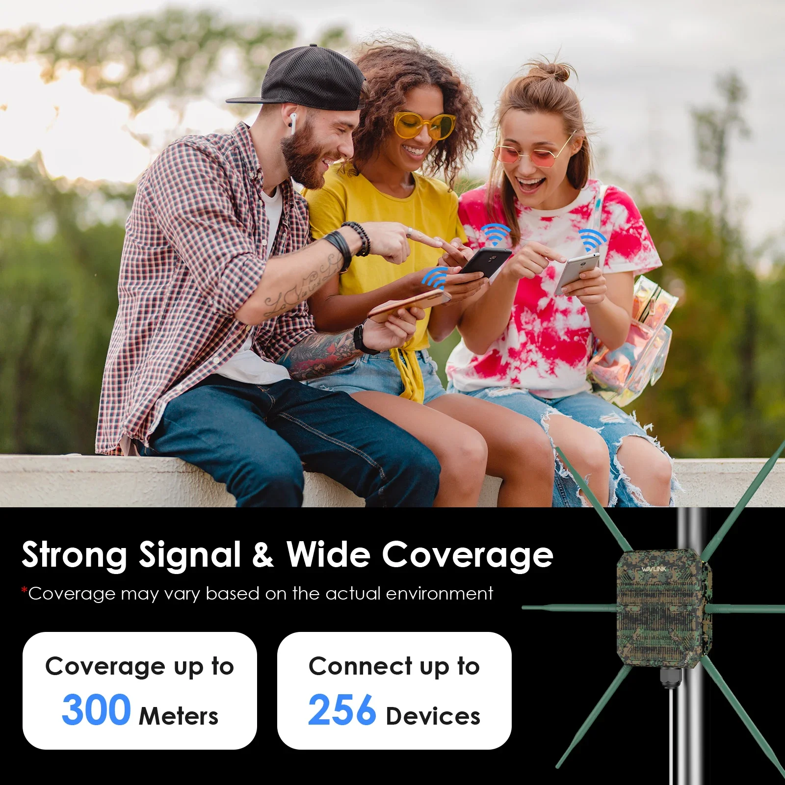 Roteador wi-fi6 sem fio para exterior, banda dupla 2.4g + 5g ax3000, extensor repetidor wi-fi com poe/6x7dbi, antenas de alto ganho/ip67