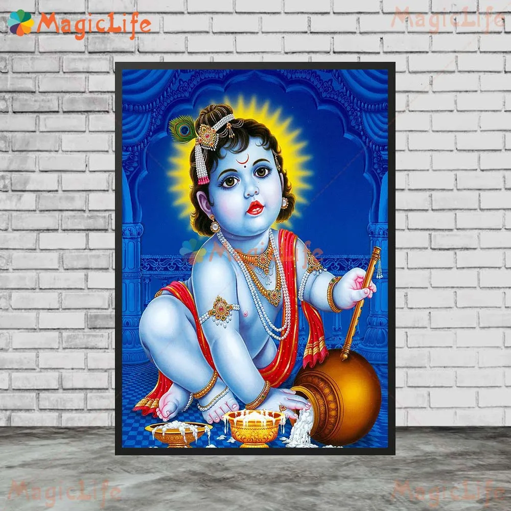 Indian Religion Krishna Radha Krishna Wall Pictures For Living Room Nordic Poster Wall Art Canvas Painting Home Decor Unframed