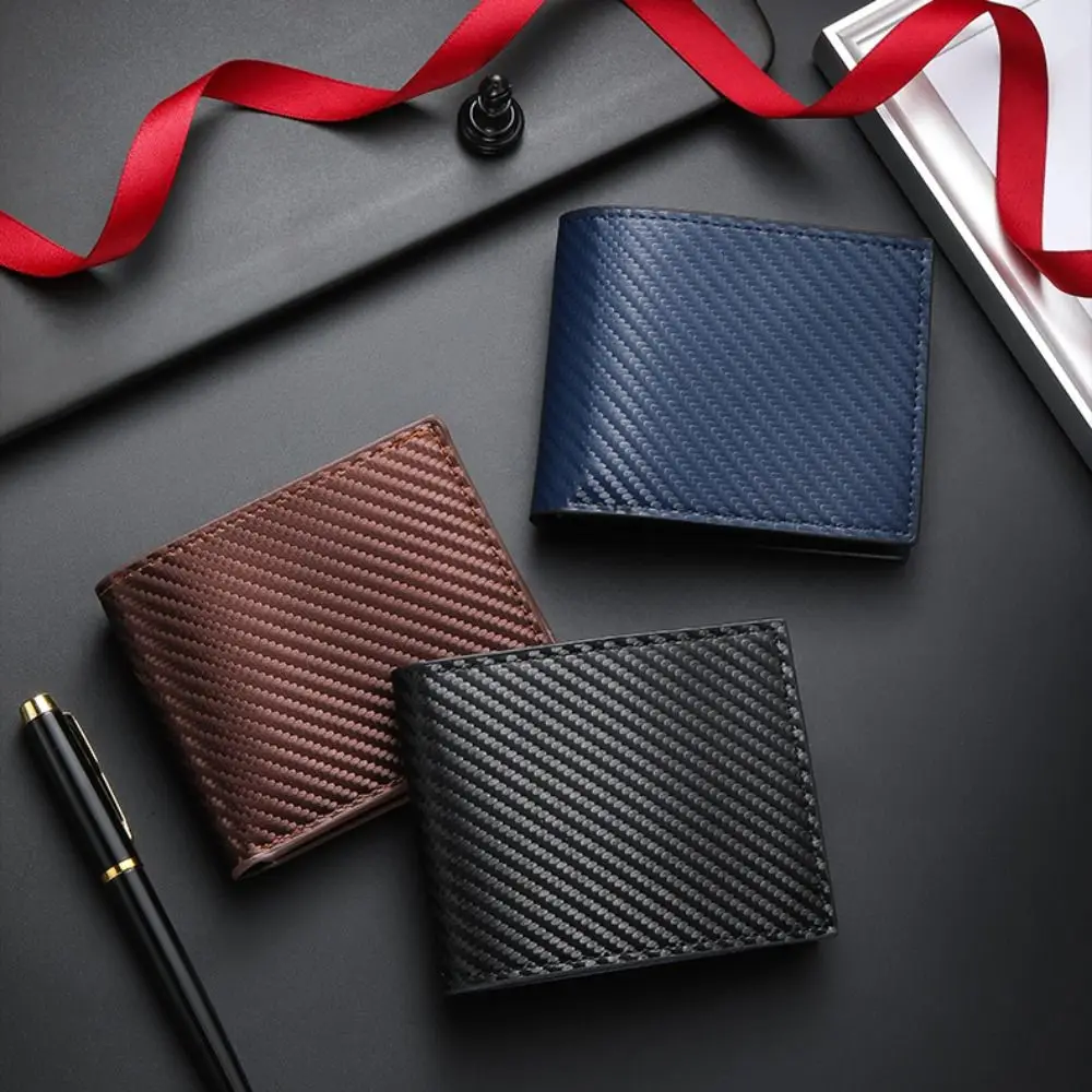 

New PU Leather Men's Short Wallet Two-fold Large Capacity Multiple Pockets Black Blue Coffee Slim Money Bag Men Women