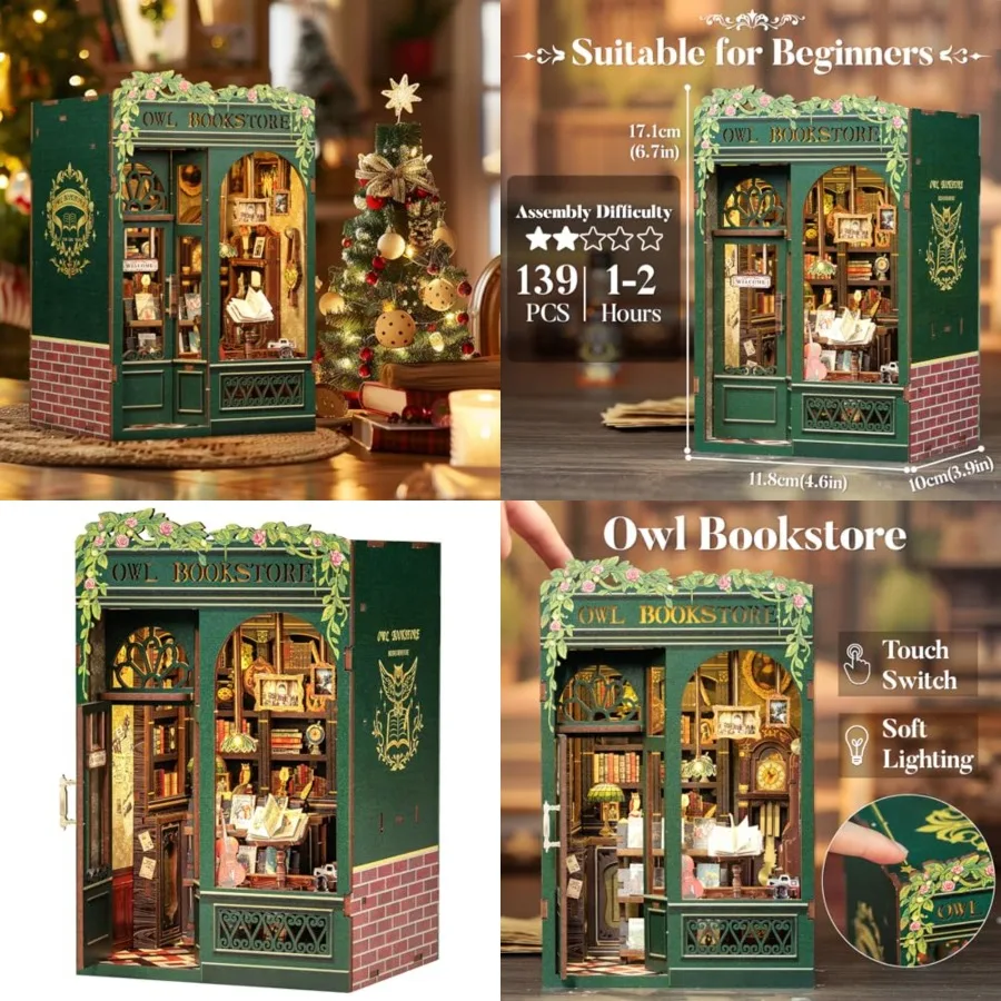 

CUTEBEE Book Nook Kit - DIY Miniature House Kit for Adults Teens and Beginners Dollhouse Booknook Library Tiny House Bookshelf