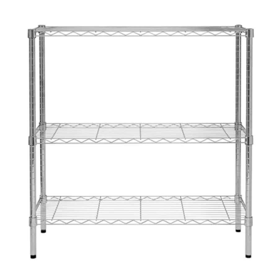

3-Tier Heavy-Duty Adjustable Shelf Storage Unit With 200-lb Capacity Chrome SHF-09367 Steel Shelving Heavy Duty Shelves Shelvin