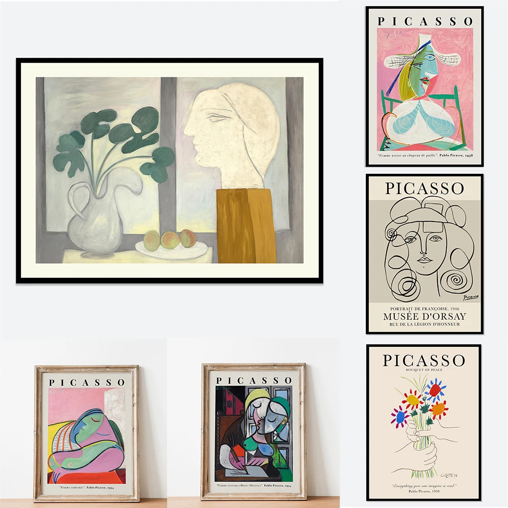 Pablo Picasso Woman Writing Marie-Thérèse Abstract Cubism Painting Prints Vintage Poster Wall Art Poster Girl Portrait Decor