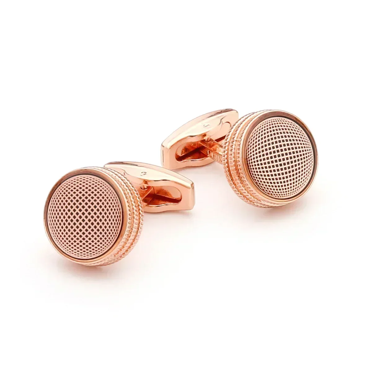 Men\'s Cufflinks New Round Rose Gold Color Casual French Cuff Links Fashion Wedding Banquet Birthday Gifts