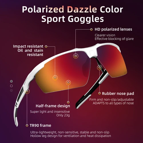 Imagen 2 del producto Vozapow gafas polarizadas para ciclismo, gafas de sol para correr, protección UV400 para pesca, conducción, senderismo, gafas deportivas, gafas para bicicleta