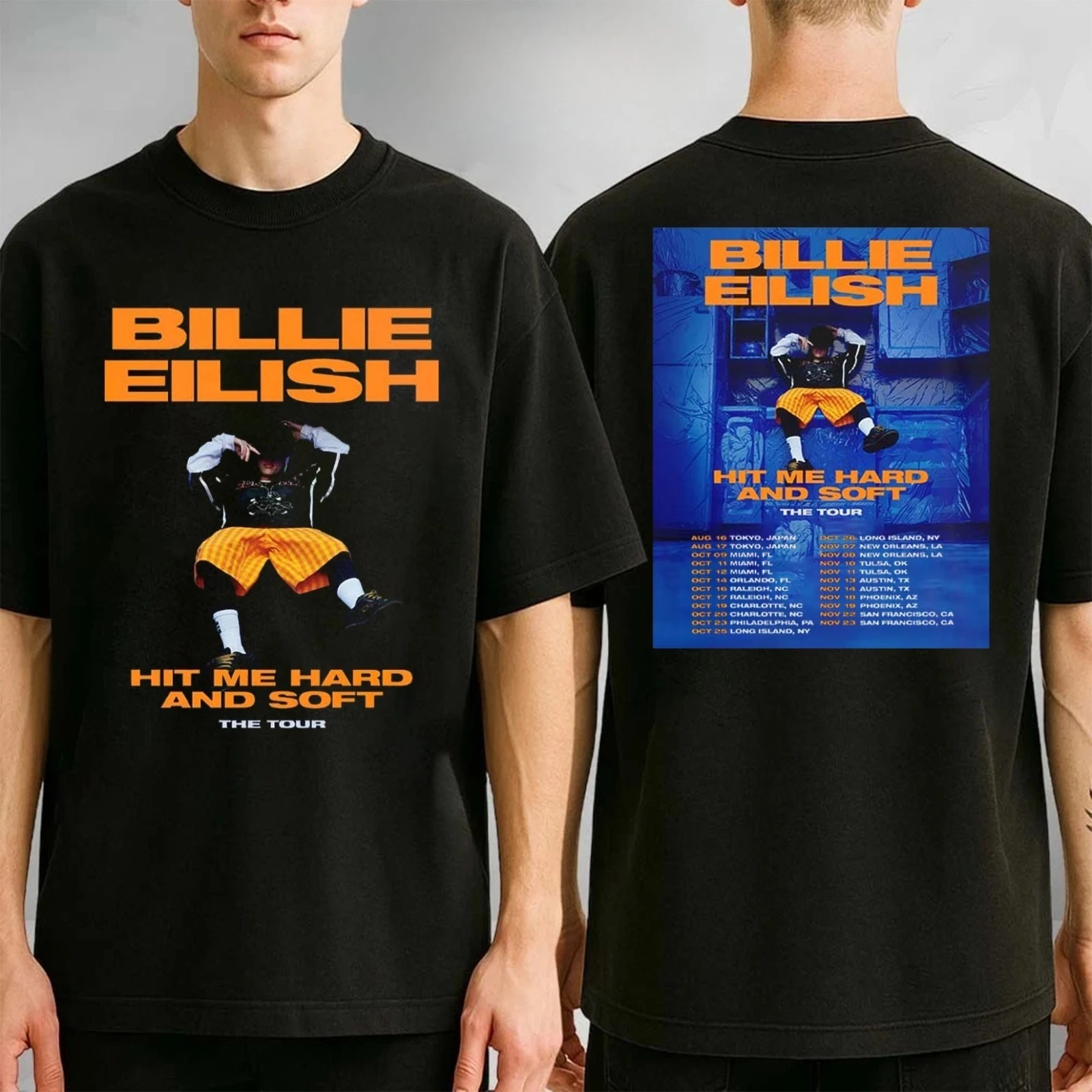 تي شيرت Billie Eilish Hit Me Hard and Soft The Tour - متعدد الألوان الفاخرة الراقية لكل من الرجال والنساء، قميص Y2k للصيف