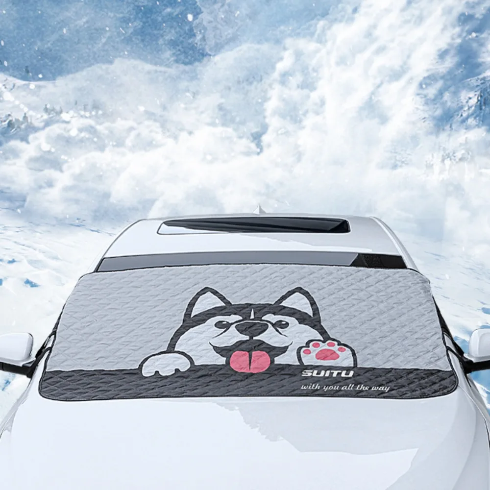 

New Cartoon Heat-insulating Cover Thicken Anti-frost Snow Cloth Cover Snow Prevention Windshield Car Accessories Auto