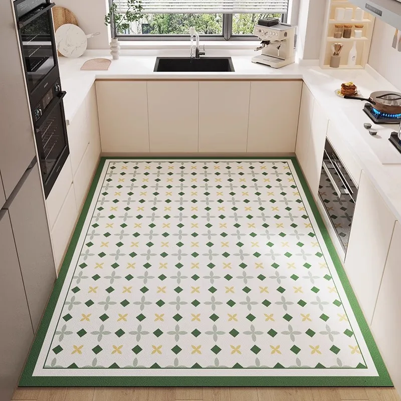 Modern Simple Kitchen PVC Leather Floor Mat Oil-resistant Stain Resistant Carpet Home Decor Anti-slip Washable Easy Clean Rug 러그