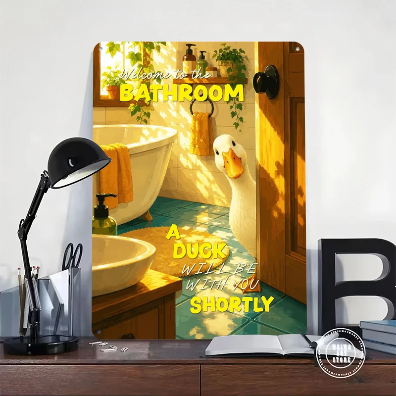 Duck in the Bathroom 3D Texture Metal Poster Customized Wall Art Tin Sign Gift for Mancave Luxury Decoration Home Wand Deko Room