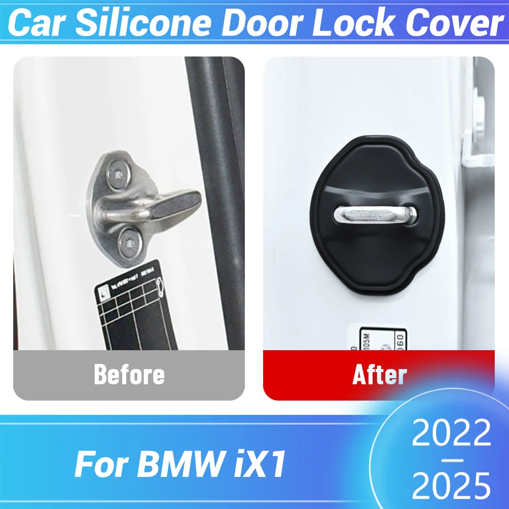 

Car Door Lock Silicone Buckle Protector Cover For BMW iX1 2022 2023 2024 2025 Car Door Latch Anti-collision Accessories