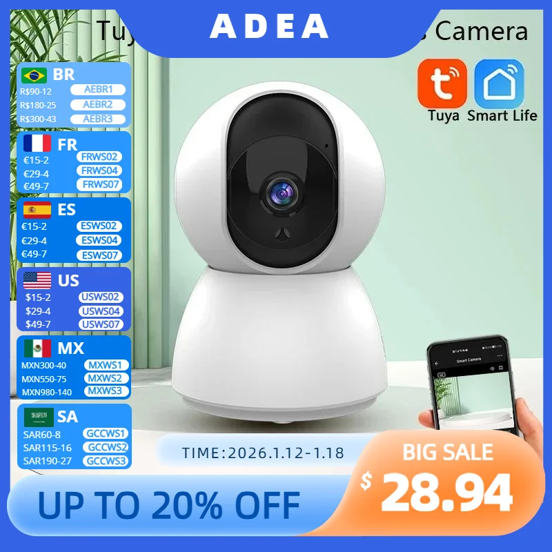 Camera Automatic Tracking Indoor Wireless Security Home CCTV Baby Monitor HD 4MP Tuya Smart Mini WiFi IP Camera Surveillance