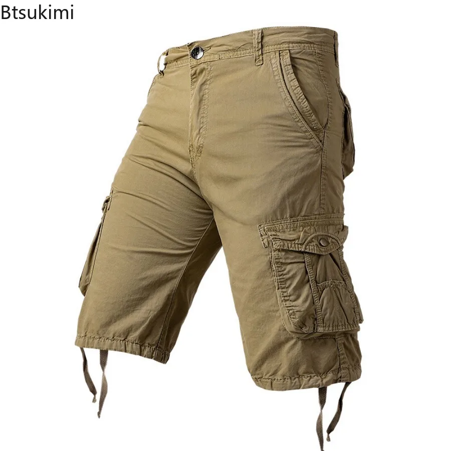 Summer New 100% Cotton Shorts Men's Casual Loose Cargo Pants Fashion Multi-pockets Capris Men Beach Sport Shorts Tooling Shorts