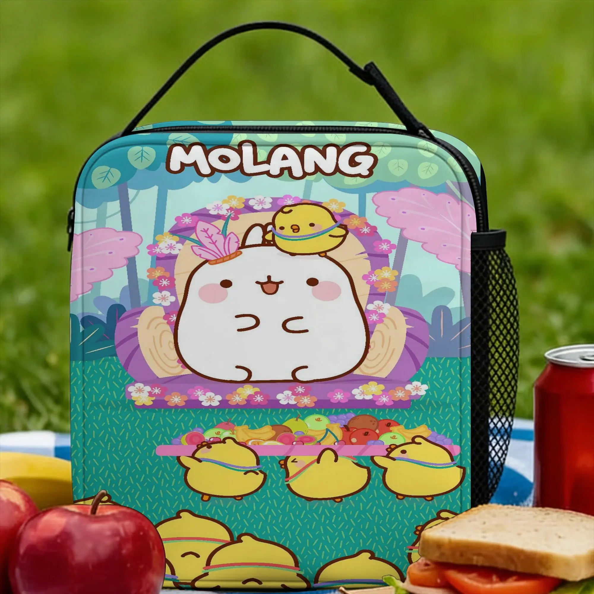 Molang Funny Cartoon Lunch Bag For Adult  Graphic Lunch Box Funny Outdoor Picnic Cooler Bag Convenient Oxford Thermal Lunch Bags