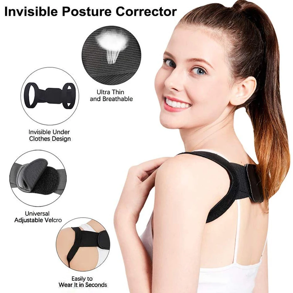 Adjustable Back Correction Belt Shoulder Invisible Elastic Shoulder Support for Hunching Posture Orthotic & Neck Pain Relief