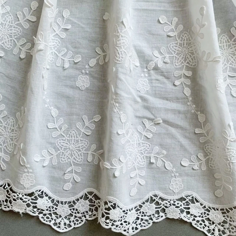 36CM Wide Hollow Embroidery Cotton Embroidered Flowers Ribbon Lace Fabric Wedding Women\'s Skirt Hem Curtain Sewing Accessories