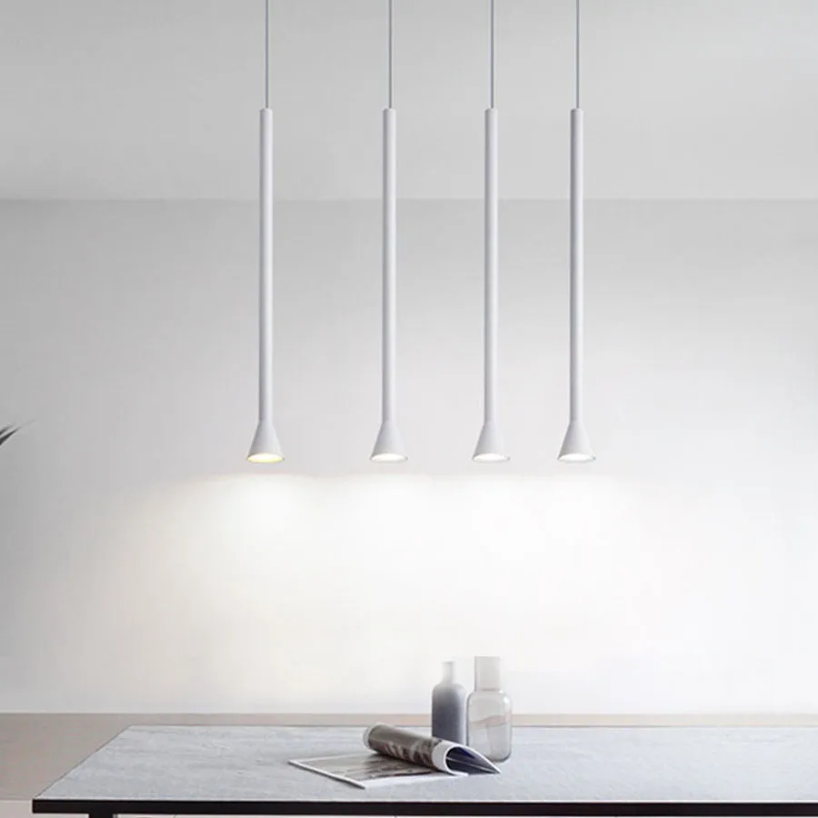 

Modern Simple Led Pendant Light Long Tube Kitchen Island Hanging Light Bedroom Bedside Suspension Cafe Restaurant Pendant Lamp