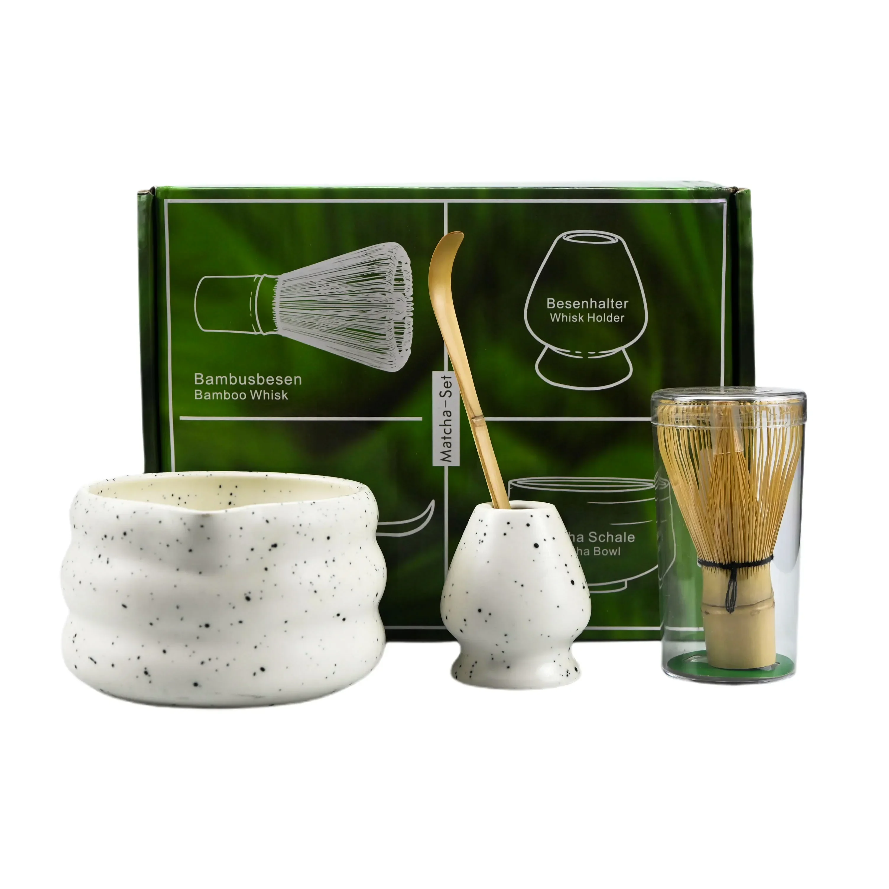 4pcs/set  Japanese Matcha Set Matcha Bowl With Mouth Song Dynasty Tea Tip Tool Matcha Whisker Stand with gift box