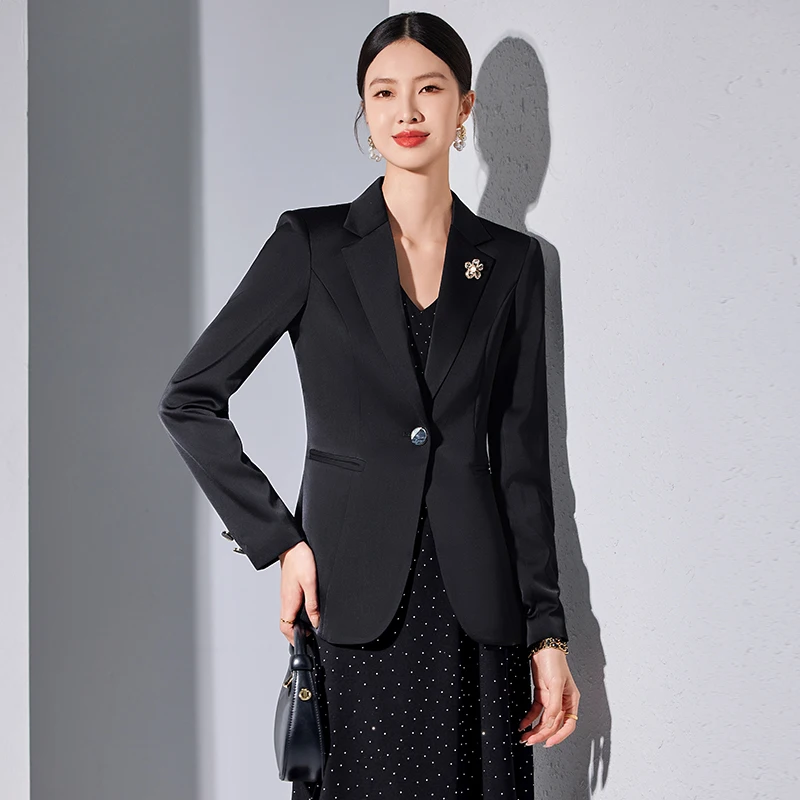 Elegant White Formal Blazers Jackets Coat for Uniform Styles Long Sleeve Tops Blaser Female Overcoat Clothes Career Interview