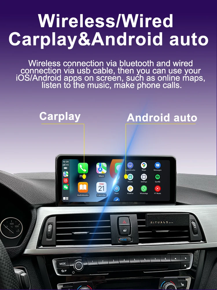 AUTOTOP 10,25 Zoll Linux Wireless Carplay Touchscreen Android Auto für BMW 3er/4er Reihe F30 F31 F32 F33 F34 F36 G20 2018 EVO System – Detail 6