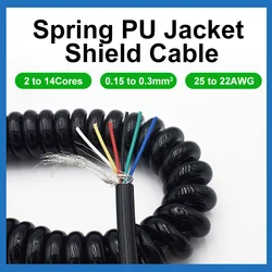 Spring Spiral Shield Cable 2 4 6 8 10 12 14 Core 0.15/0.2/0.3mm2 Connector Extend Tensile Retractile Coil Handheld Interpho Wire