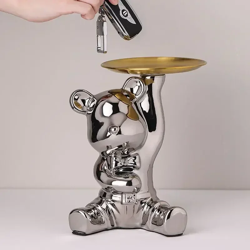 

Аксессуары для украшения дома Bear, кукла в виде мультяшного медведя, модный поднос для хранения, копилка, закуски, макияж, хранение ключей.