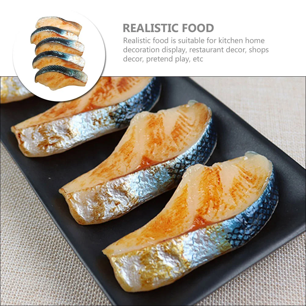 5 Pcs Imitation Fish Nuggets Food Models for Teaching Toddler Toys Fake Play Kids Props Display Pretend Artificial Meats