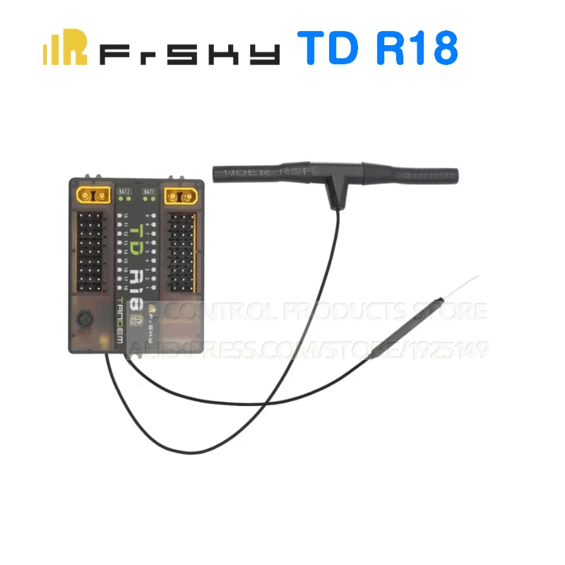 

FrSky TD R18 OTA 2.4G 900M 18CH Tandem Dual-Band Receiver Low Latency Long Range Built-in Power Switch Current Voltage Sensor