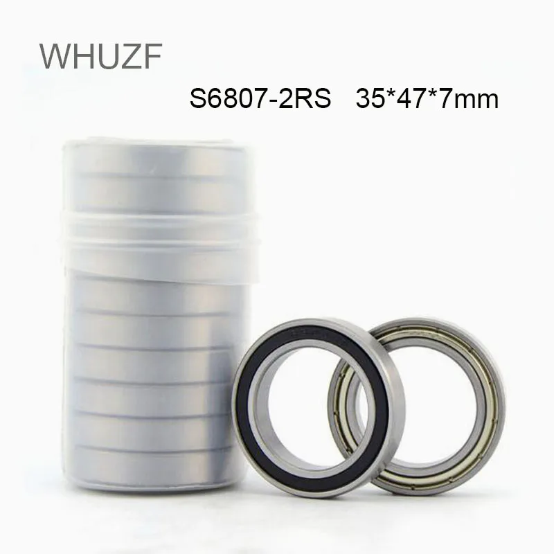 WHUZF 5/10PCS S6807RS Bearing 35*47*7 mm ABEC-3 440C Stainless Steel S 6807RS Ball Bearings 6807 Stainless Steel Ball Bearings