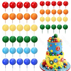 60Pcs Rainbow Cake Balls Toppers Red Orange Yellow Green Blue Faux Balls Cake Decoration for Birthday Christmas DIY Cake Suppy