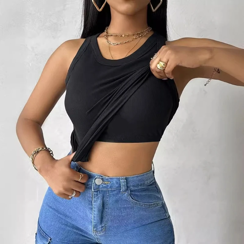 Vest Women Vests Round Neck Sleeveless Y2k Streetwear Slim Fit Elegant Casual Work Beach Sport Ribbed Knitted Outfit 2026 Summer