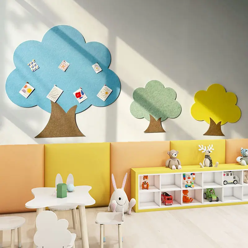 Tree Shaped Felt Board Photo Wall Kindergarten Environmental Creation 3D Stereoscopic Sticker Classroom Children's Room Wishing