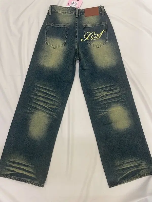 Jeans a gamba dritta lavati alla moda da uomo e da donna in stile street retrò americano per la primavera nuovi pantaloni casual larghi e casual da pavimento