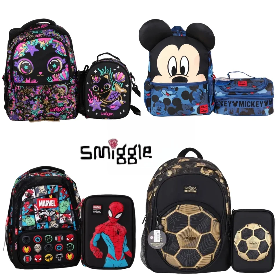 New Australia Smiggle Backpack Boy Girl Large Size Student Backpack 2pcs Combination Schoolbag Stationery Lunch Bags Set