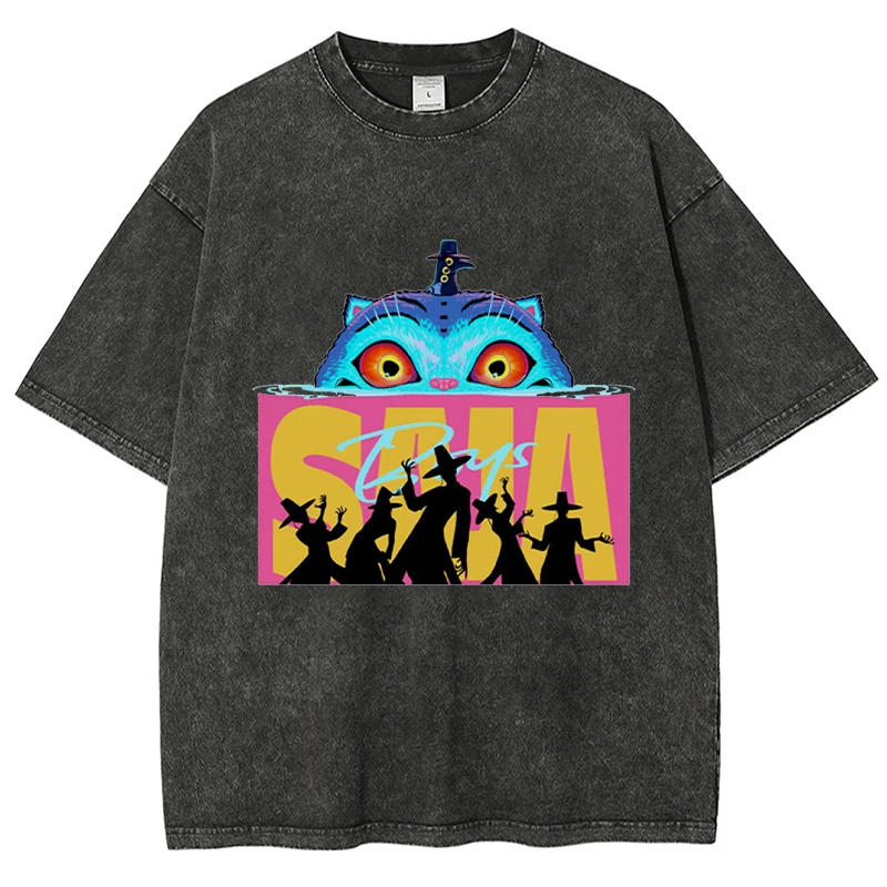 

Saja Boys Oversized T-Shirt Printed Kpop Demon Hunters Short Sleeved Men'S Multi-Color Summer Cotton Washed Unisex Short Sleeved