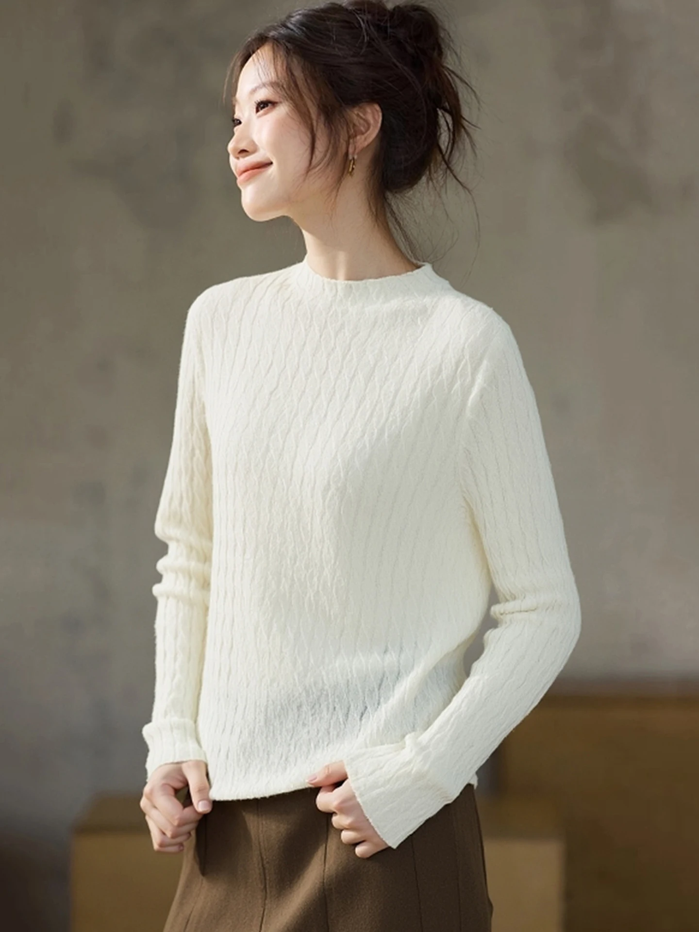 부드럽고 아늑한 롱 니트 스웨터 여성용 겨울 패션 캐주얼 다용도 베이스 레이어 슬림핏 오버헤드 스웨터