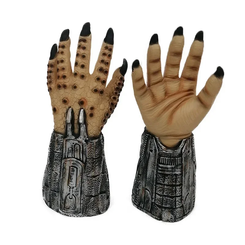 Guantes y máscara de látex para Cosplay del depredador, disfraz de película de Halloween, accesorio para manos, accesorios de garra realistas