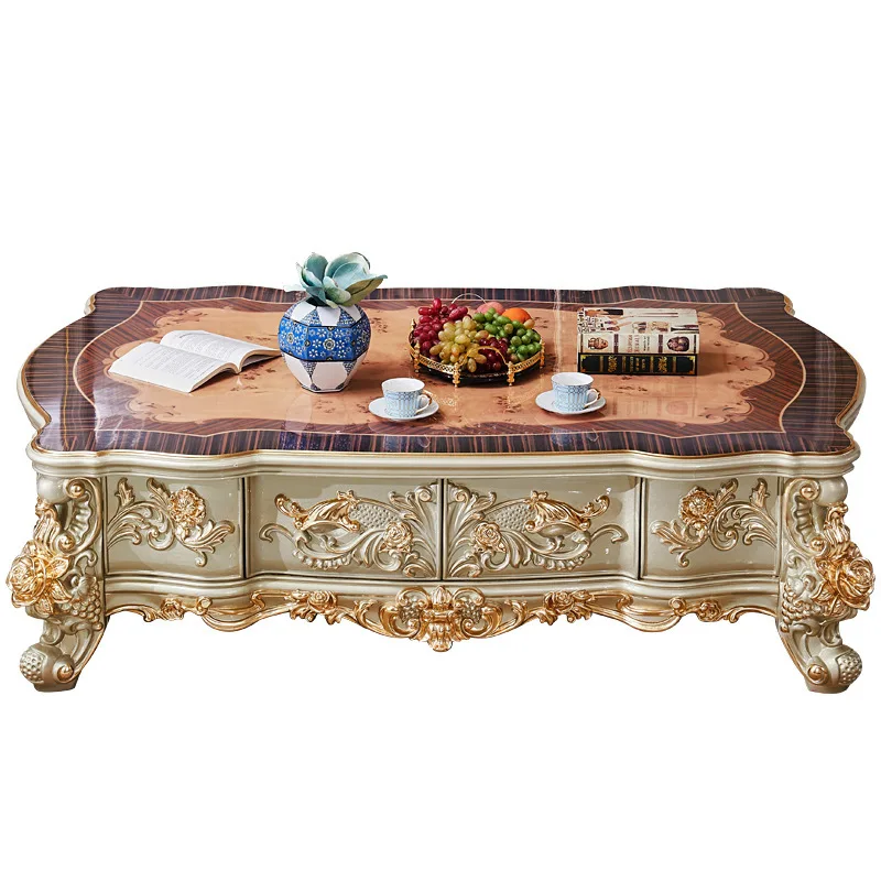 

Мраморный журнальный столик, комбинация ТВ-шкафа, американская роскошная резьба по цельному дереву, цветочный рисунок, золото и серебро, домашняя жизнь