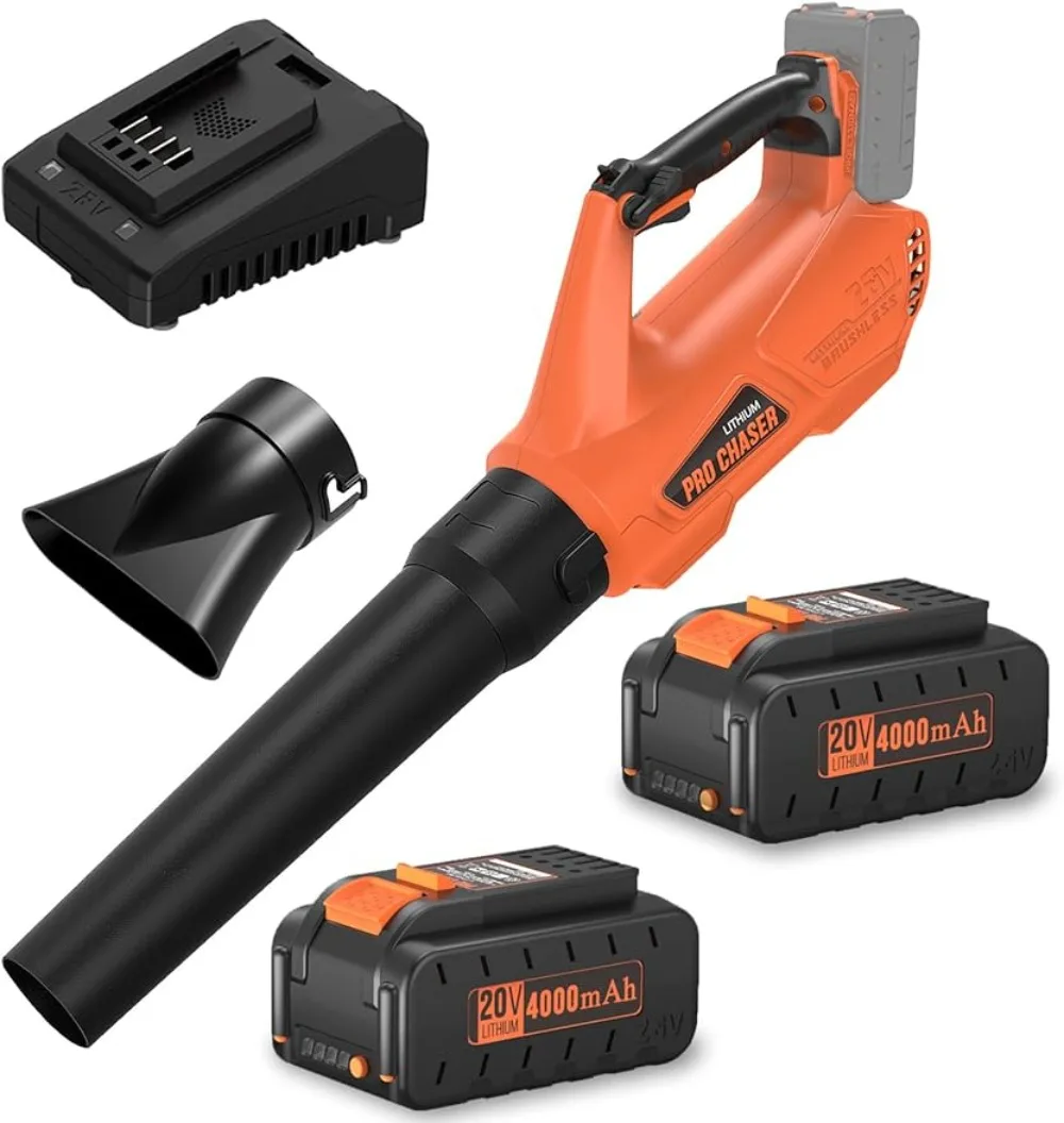 

Battery Powered Cordless Blower - 380 CFM with 2 X 4.0Ah 20V Batteries & Fast Charger, Lightweight Electric Leaf Blowers